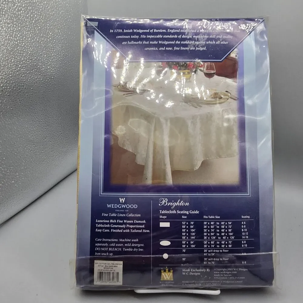 WEDGWOOD Formal Traditions Brighton Damask Gold 68x104 Rectangle Tablecloth New